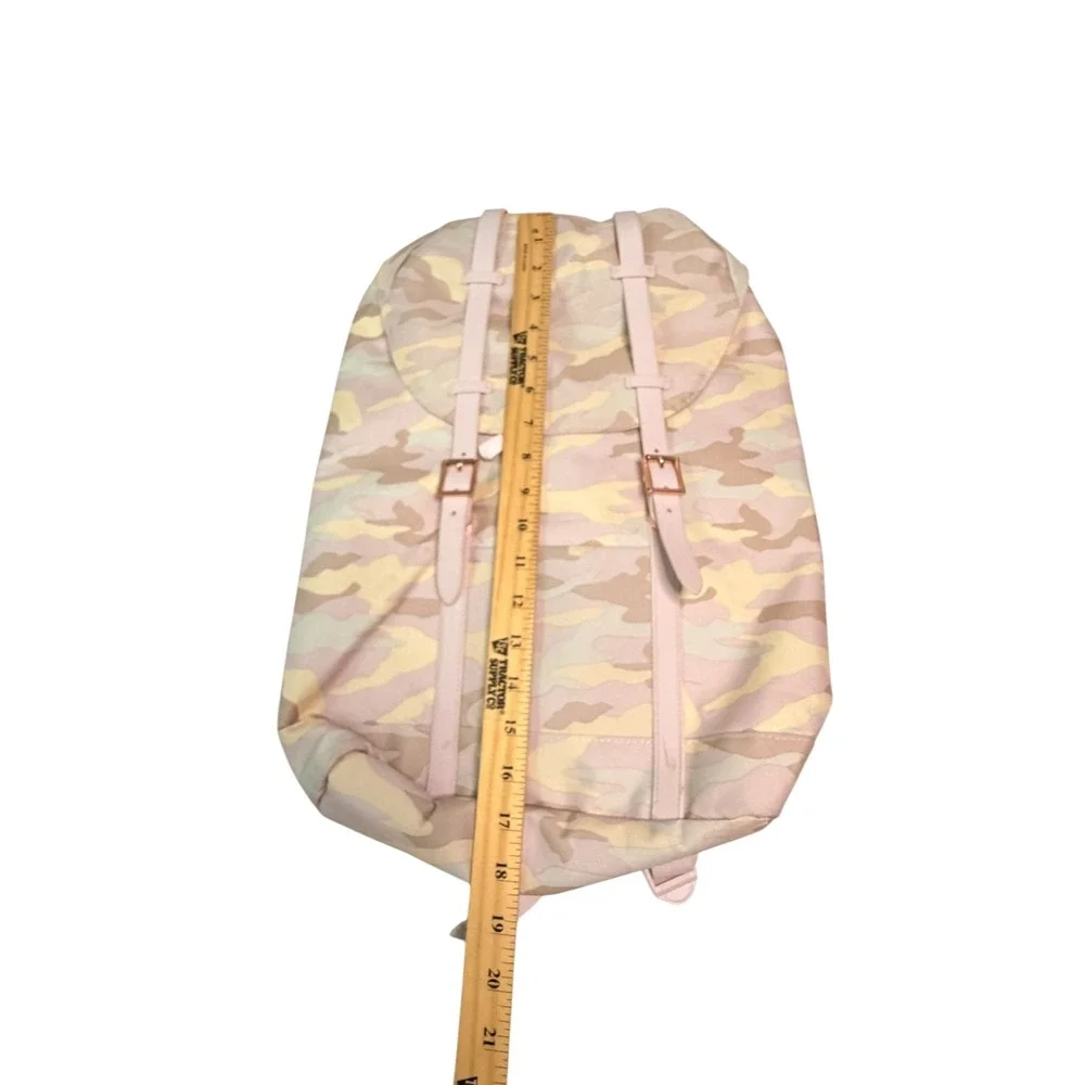 Unbranded Backpack Womens Large Pink Camo Canvas Rucksack Rose Gold Hardware